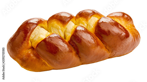 Foto Golden brown braided challah bread loaf, isolated on transparent background