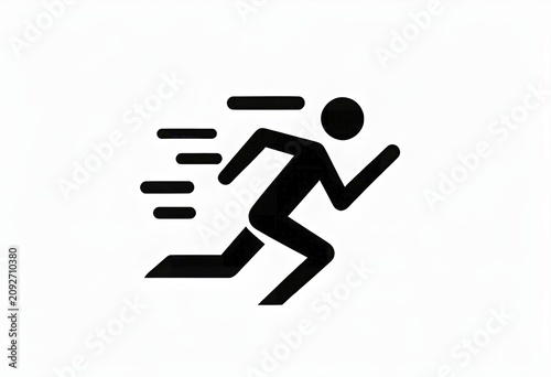 Abstract stylized black icon of a runner silhouette on white background, AI generated