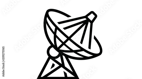 Satellite dish antenna communication icon line art.