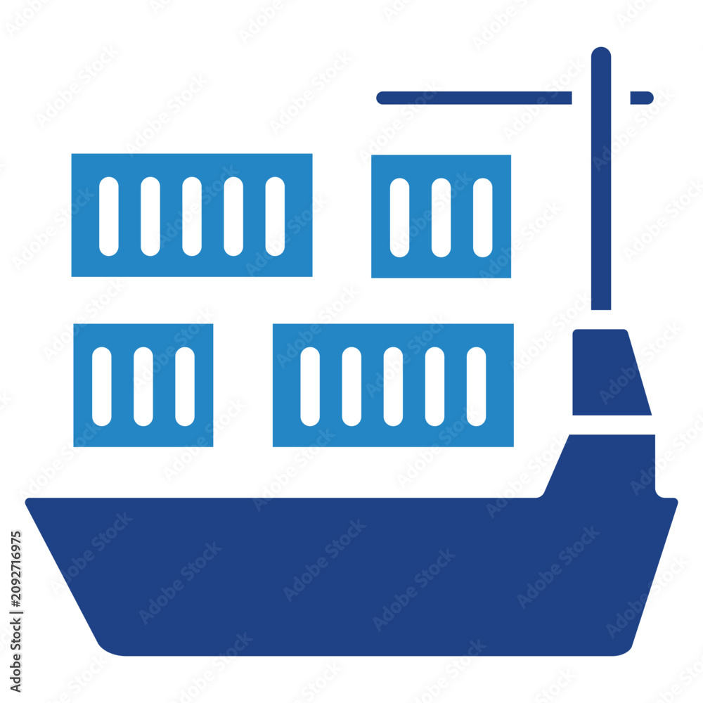 Obraz premium Vessel Dual Tone Color Icon. Mini Illustration For Modern Concept, Ui, Ux Web And App Development. Related To Export And Import, Business Logistics.