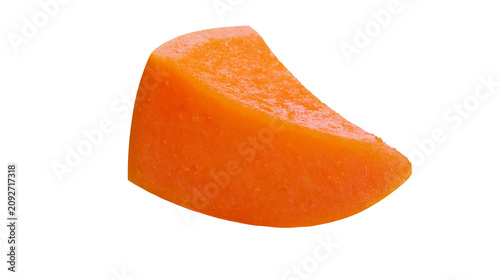 Obraz na płótnie Bright orange cheese wedge with textured surface, isolated on transparent backgr