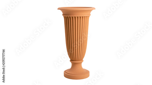 Quadro su tela Tall fluted terracotta urn planter with pedestal base, isolated on transparent b
