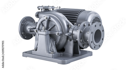 Quadro su tela Industrial centrifugal pump with electric motor, isolated on transparent backgro