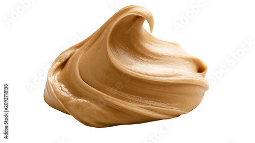 Foto Creamy smooth peanut butter swirl, isolated on transparent background