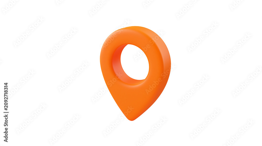 Fototapeta premium Bright orange 3D map pin icon, isolated on transparent background