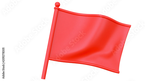 Photography Plain red flag waving gently on a pole, isolated on transparent background