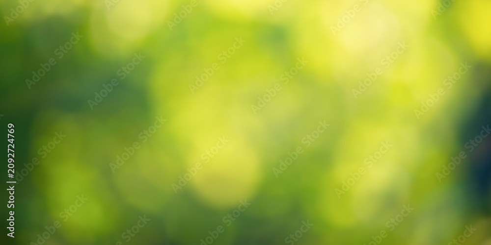 Fototapeta premium Defocused abstract natural background. Green defocused lights of plants.