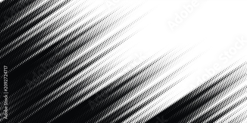 Vector black and white halftone gradient banner, texture template made of lines, grunge graphic backdrop, texture vector background template.