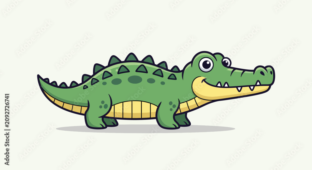Fototapeta premium Cute Cartoon Alligator Character Illustration.
