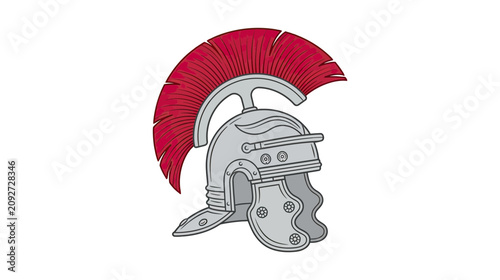 Schilderij op canvas Roman Centurion Helmet with Red Plume - Ancient Warrior Headwear