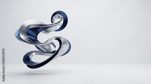 Abstract 3D Liquid Flow Sculpture Representing Innovation and Digital Transformation for Future Technology and Minimalist Corporate Presentations
