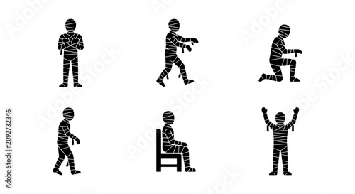 Canvastavla Mummy Icons Set, Halloween Character Silhouettes, Spooky Figures, Ancient Egypti