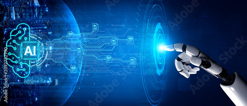 Obraz na płótnie Artificial intelligence using AI neural processing and circuit to transform AI data into actionable output by smart automated AI reasoning science