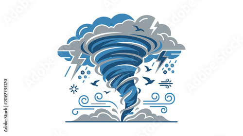 Photos Tornado Swirling Storm Clouds and Lightning Illustration
