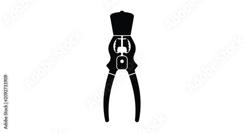 Foto Black and white silhouette of combination pliers with grips isolated on white