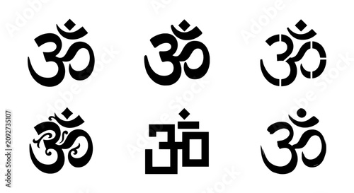 Quadro su tela Om Symbol Variations, Sacred Icon Collection, Spiritual Design Elements