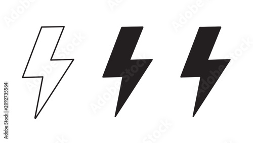 Lightning bolt energy icons variations set