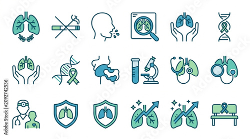 Fotografía Medical Icons Representing Lungs Health and Disease Prevention.