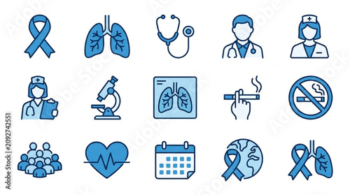 Medical Icons Representing Health Awareness and Healthcare Services.