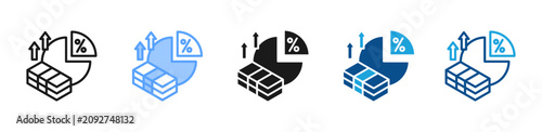 Profit Margin web icon with multiple style collection