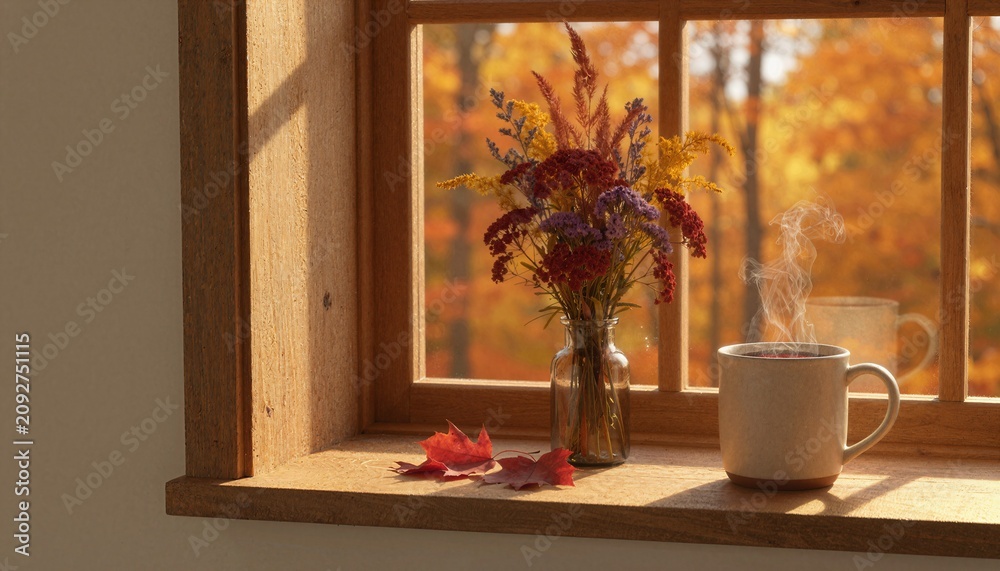 Fototapeta premium Dark Autumn Candles Still Life