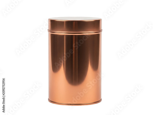 A close-up view of a shiny copper-colored cylindrical object