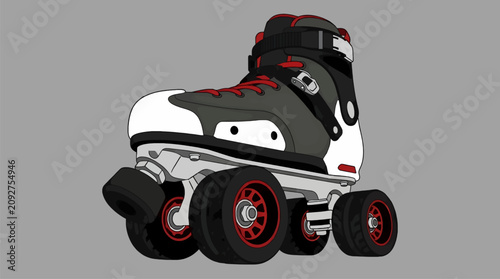 Fotografie Flat Design Vector Illustration of a Roller Derby Skate with Reinforced Boot and
