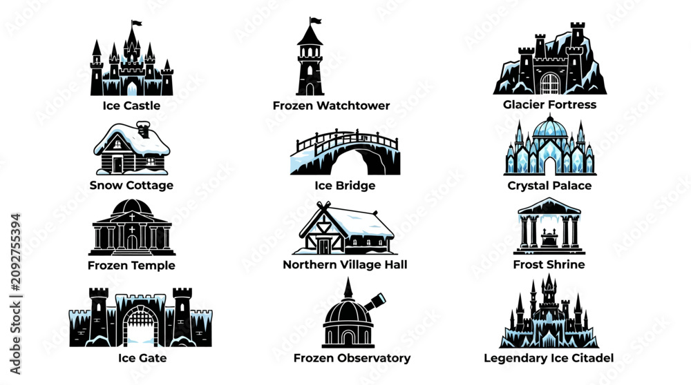 Fototapeta premium Ice Castle Fantasy Architecture Structures.