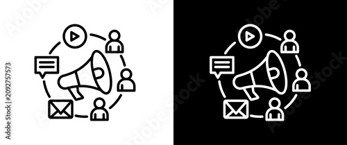 Marketing  white and black icon set design