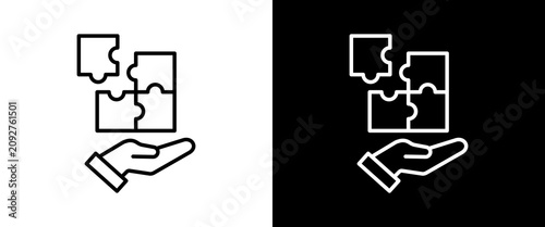Foto Puzzle white and black icon set design