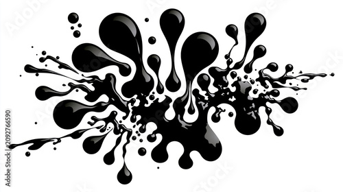 abstract black liquid ink shapes vector on white background