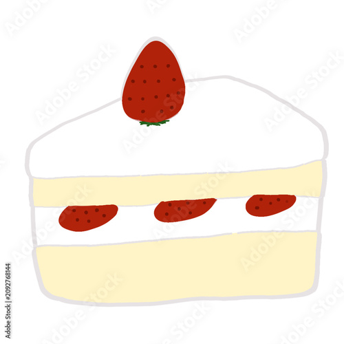 カフェのメニューやイベントに使える可愛いいちごショートケーキの手描きイラスト