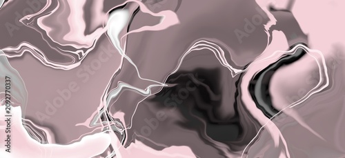Bild auf Leinwand Abstract pastel pink and taupe fluid background with glossy wavy lines