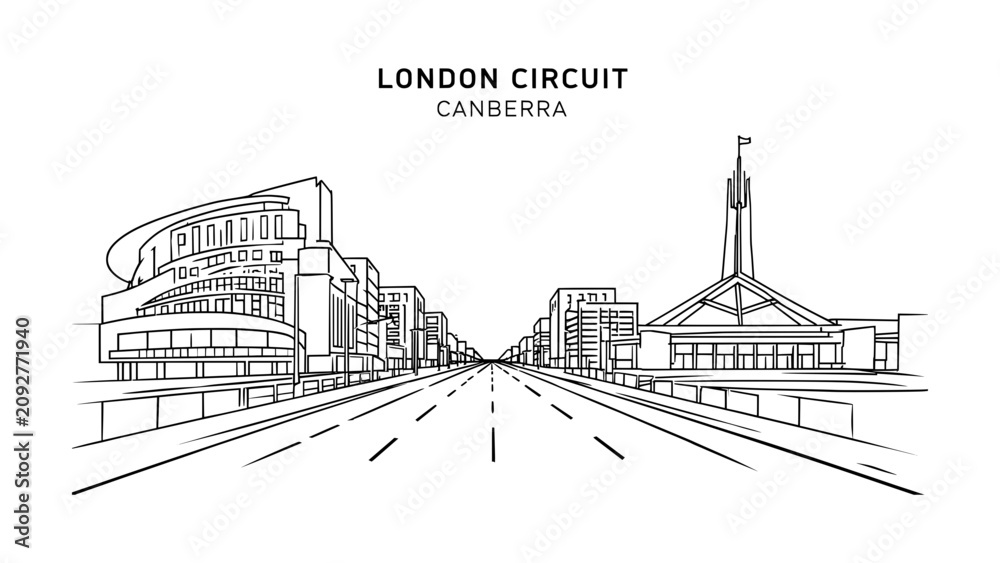 Fototapeta premium London Circuit Canberra Civic District Australia Architectural Line Art