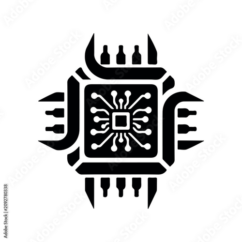 Minimal Edge AI Processor Vector Illustration