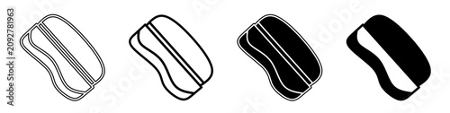 A collection of minimalist eraser icons featuring outline and solid black and white styles.