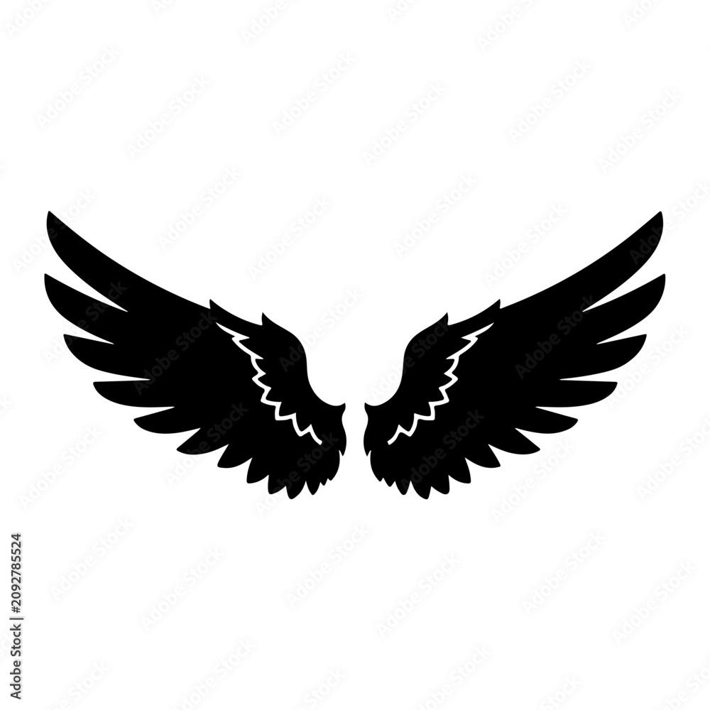 Fototapeta premium Stylized Black Wings Illustration with Elegant Design.