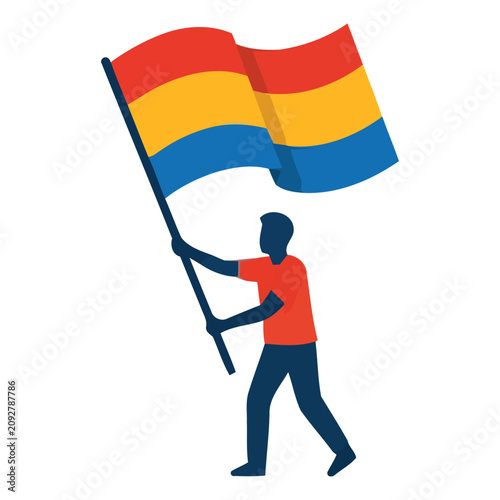 Football Supporter with Flag Vector Illustration