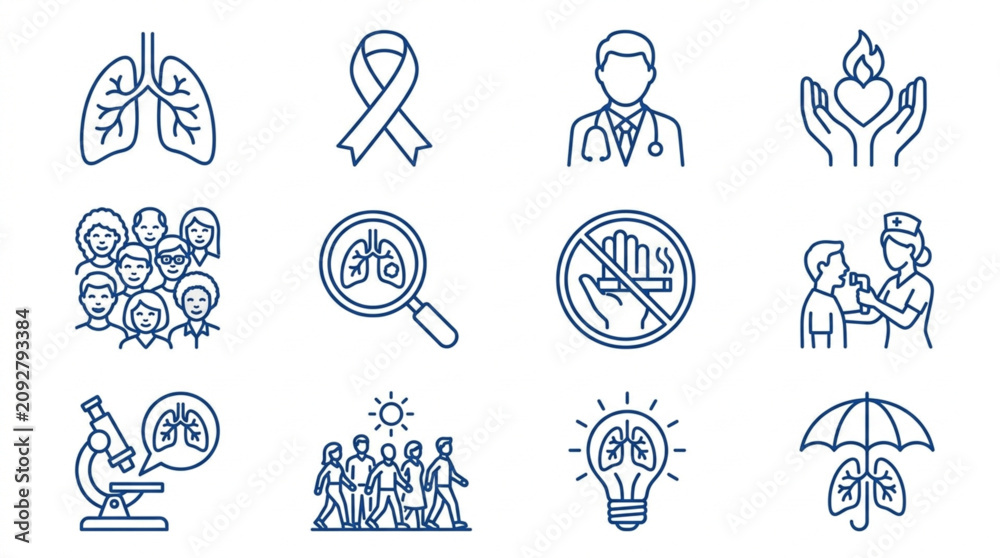 Fototapeta premium Medical Health Icons Set Representing Lungs Doctor And Care.