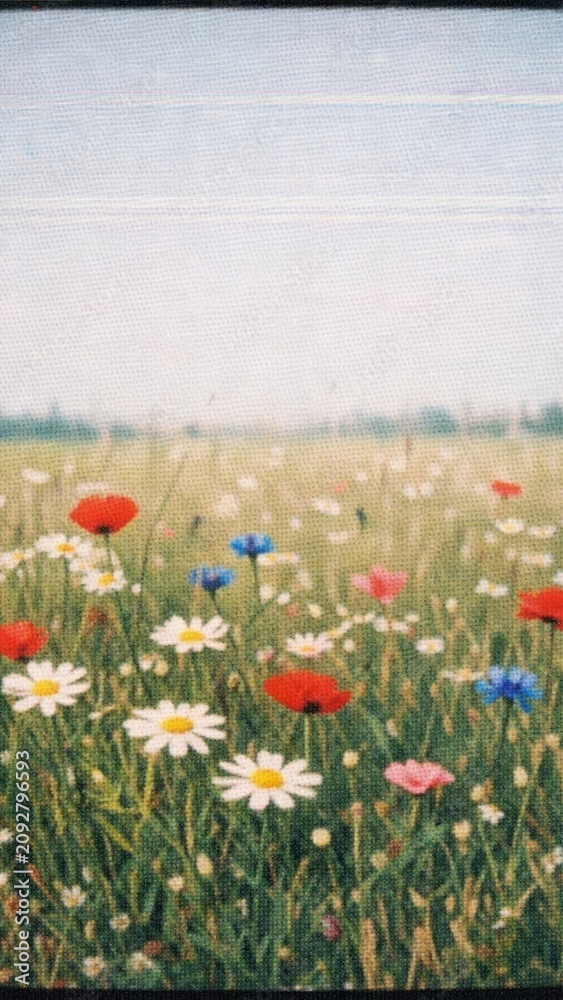 Obraz premium Vibrant wildflower meadow mobile wallpaper