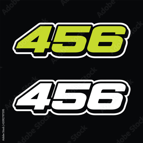456 race number logo vector design