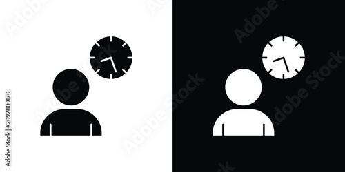 Photos Office hours icon in black and white, best for Gaphic Design
