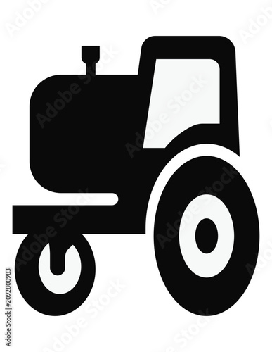 Vintage Black and White Tractor Icon for Agricultural Themes