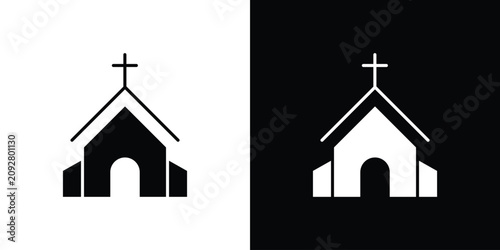 Tableau sur toile Church icon in black and white, best for Gaphic Design