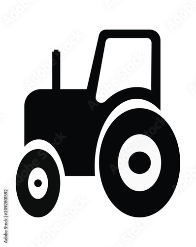 Black Silhouette of a Tractor Icon for Agricultural Themes