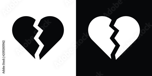 Fotografie Broken heart icon in black and white, best for Gaphic Design