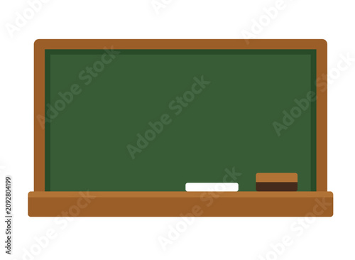 Green school chalkboard blackboard with chalk and eraser icon
