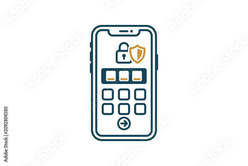 Obraz na płótnie Smartphone Security Passcode Outline Vector Icon