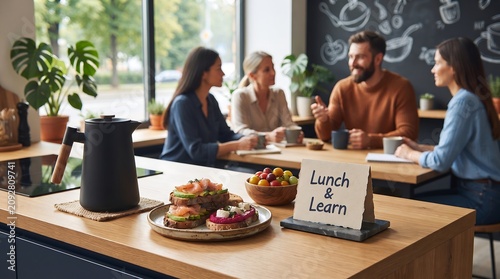 Corporate Lunch and Learn Meeting with Colleagues in Office