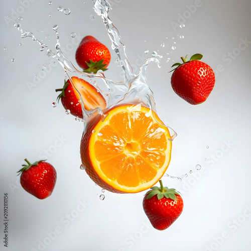Fresh orange slice and stra...